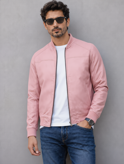 Suede Bomber Jacket - Pink