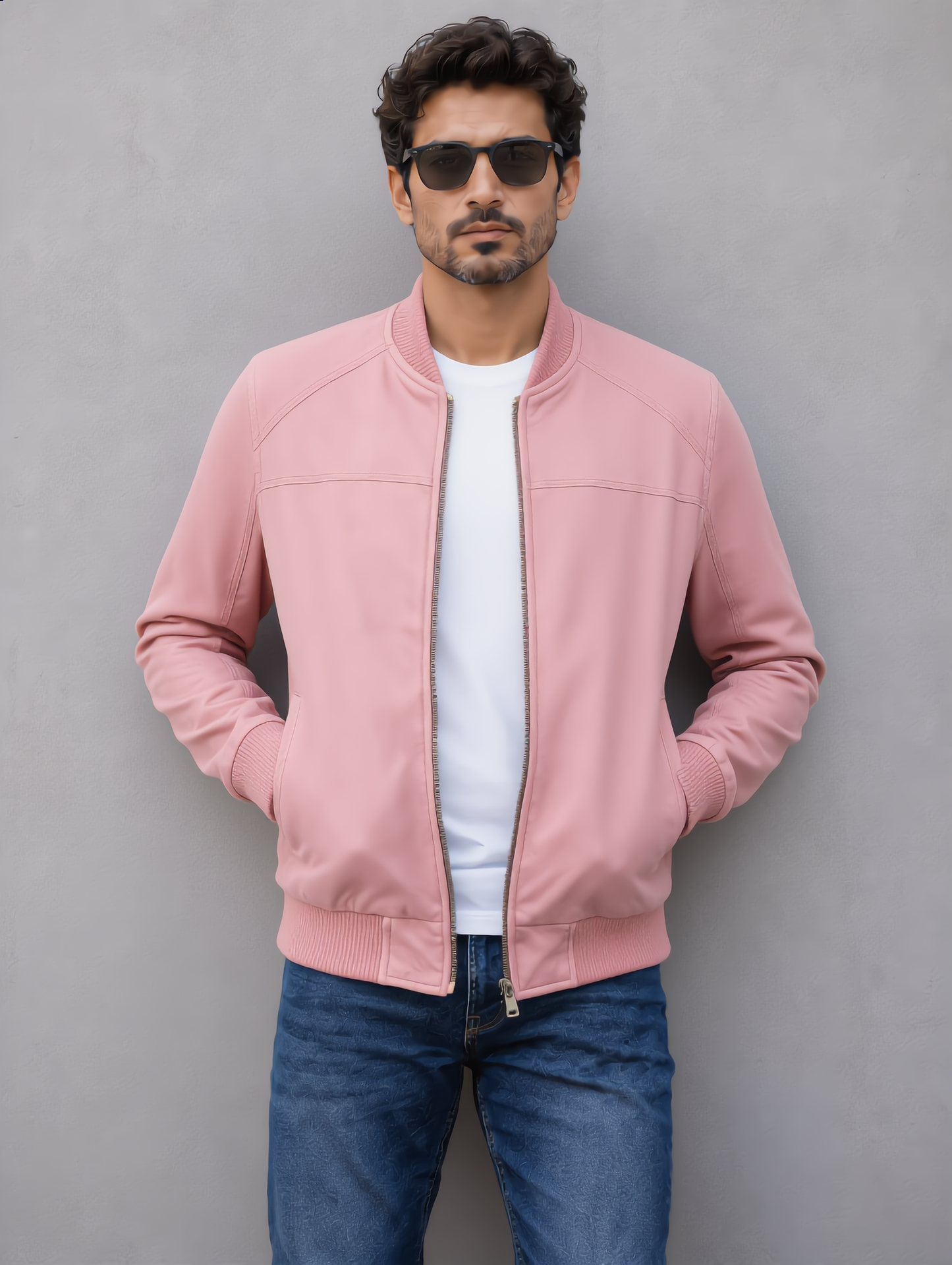 Suede Bomber Jacket - Pink