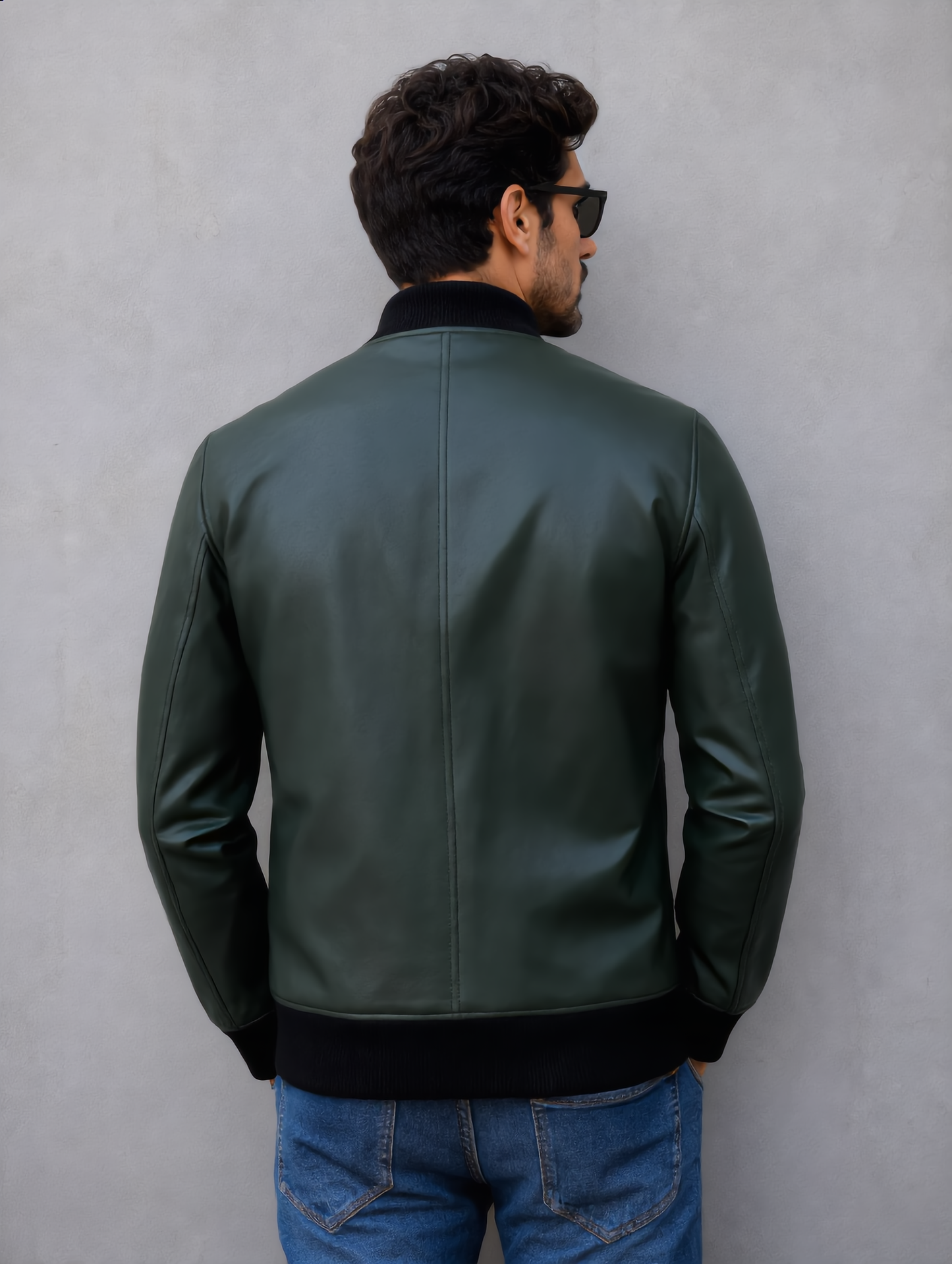 Rock Suede Bomber Jacket - Green