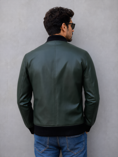 Rock Suede Bomber Jacket - Green