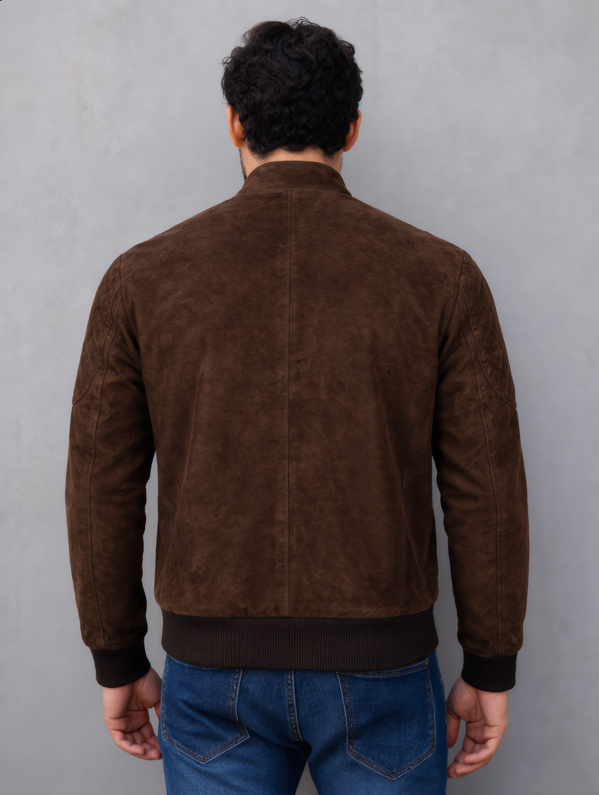 Suede Bomber Jacket - Brown
