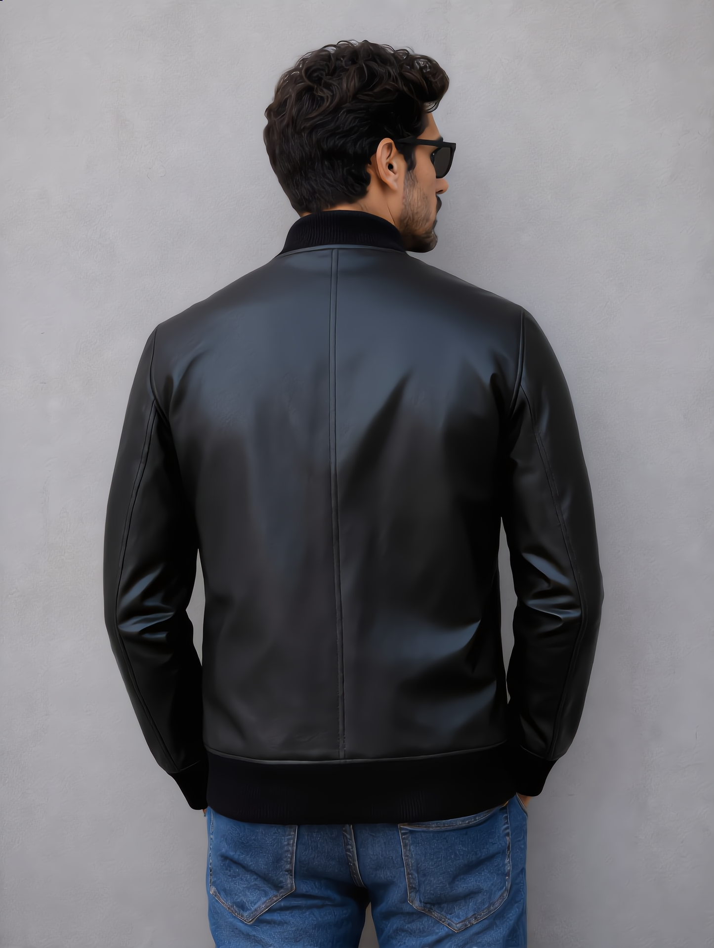 Rock Suede Bomber Jacket - Black