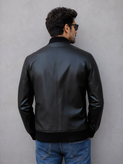 Rock Suede Bomber Jacket - Black