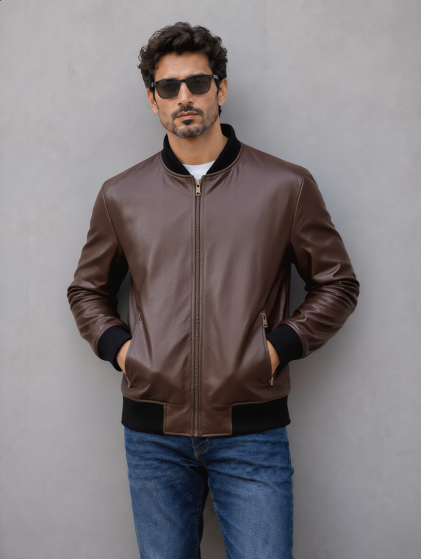 Rock Suede Bomber Jacket - Chocolate