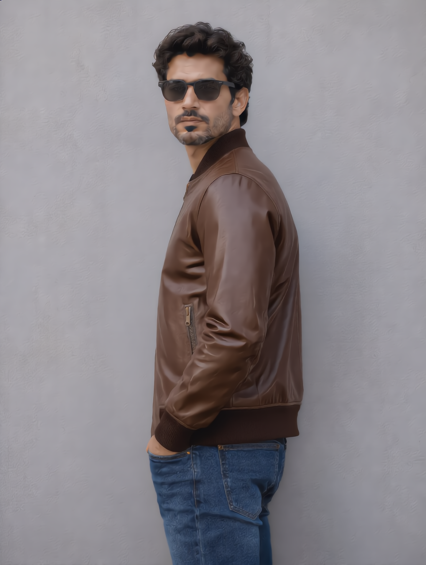 Rock Suede Bomber Jacket - Chocolate