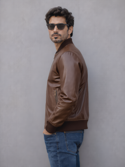 Rock Suede Bomber Jacket - Chocolate