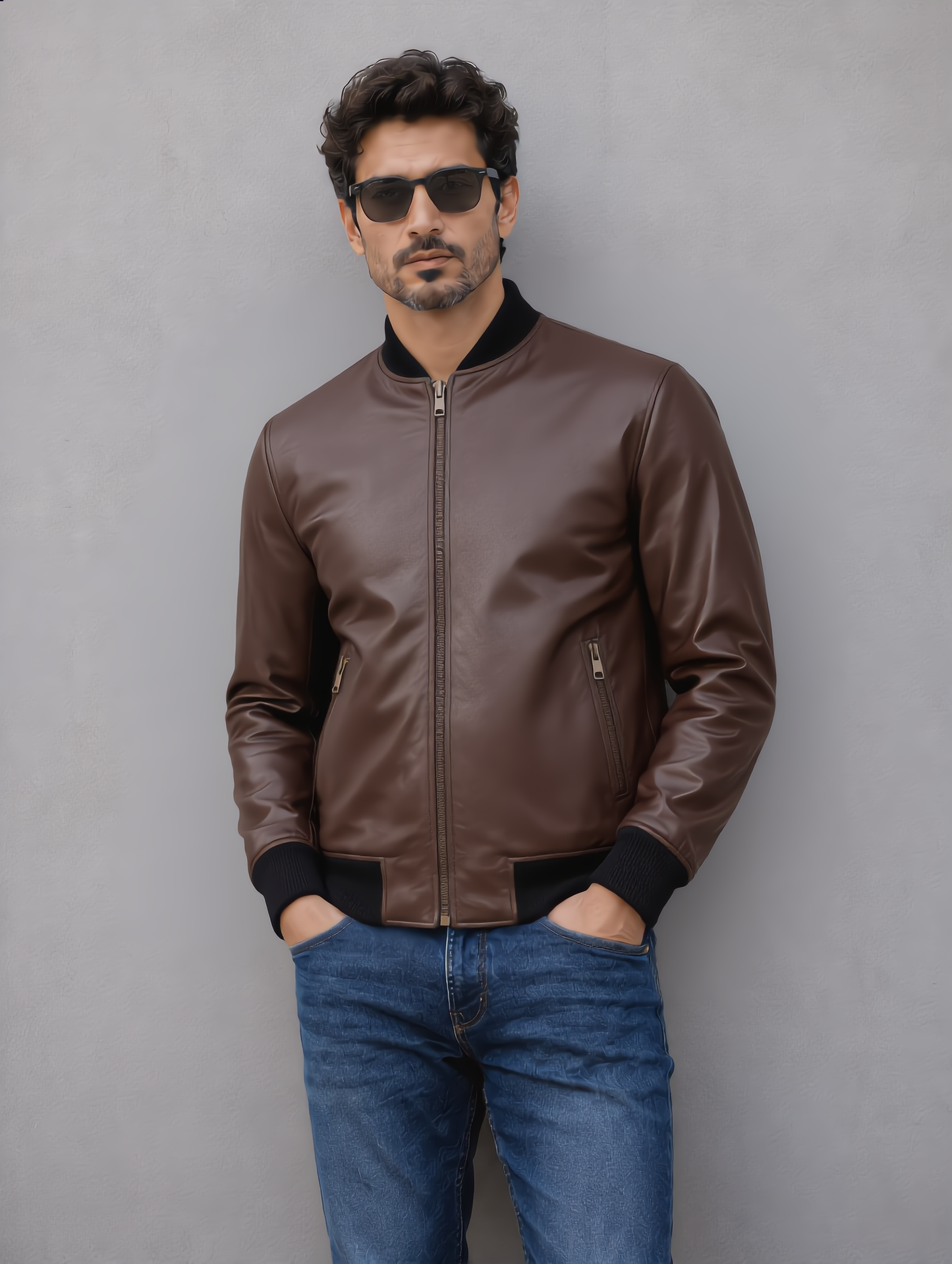 Rock Suede Bomber Jacket - Chocolate