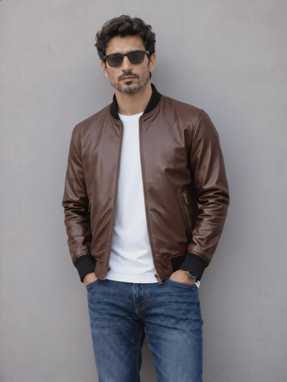 Rock Suede Bomber Jacket - Chocolate