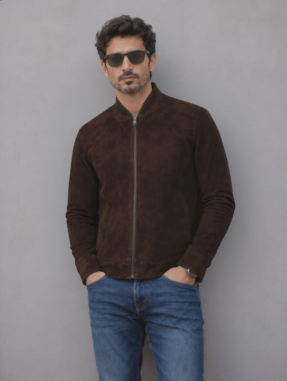 Suede Leather Jacket - Chocolate