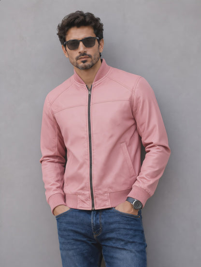 Suede Bomber Jacket - Pink