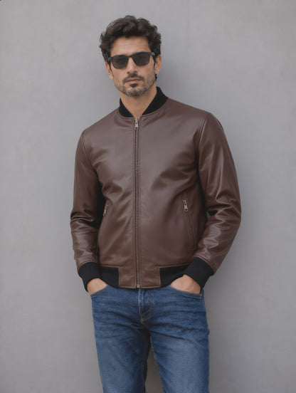 Rock Suede Bomber Jacket - Chocolate