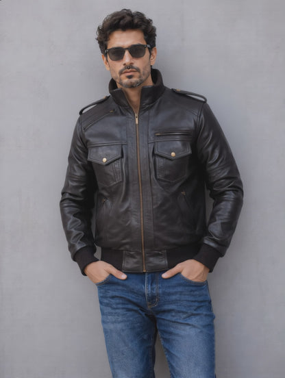 Biker Leather Jacket -Black